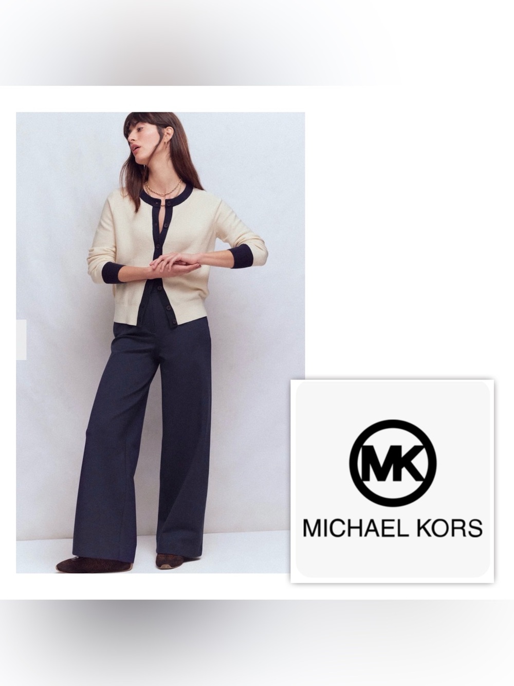 NWT $125 MICHAEL KORS Women XL Wide leg pul on work chic Pants Trousers blue